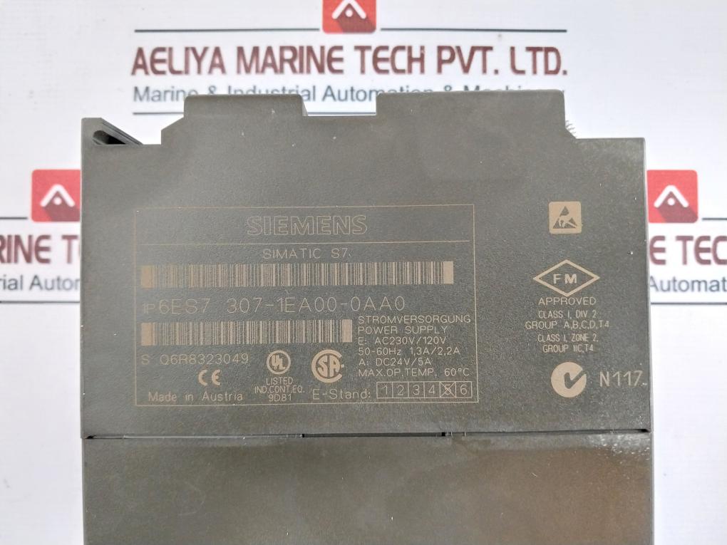 Siemens 6es7 307-1ea00-0aa0, Simatic S7 Power Supply Ac230v/120v,50-60hz