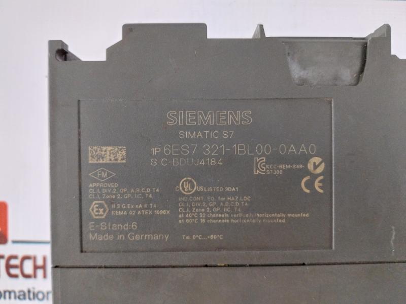 Siemens Simatic S7 6Es7 321-1Bl00-0Aa0 I/O Module 32 Channel