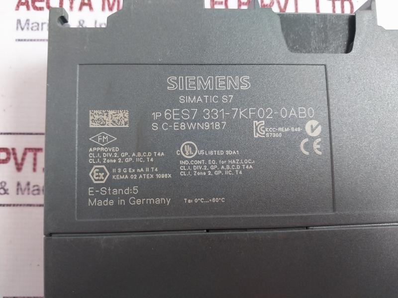 Siemens 6es7 331-7kf02-0ab0 Simatic S7-300 Analog Input Module