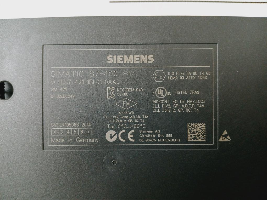 Siemens 6Es7 421-1Bl01-0Aa0 Digital Input Module 32Xdc24V