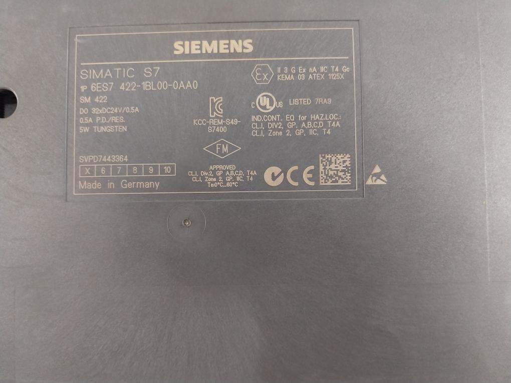 Siemens 6es7 422-1bl00-0aa0 Simatic S7 Input Module Svpd7443364