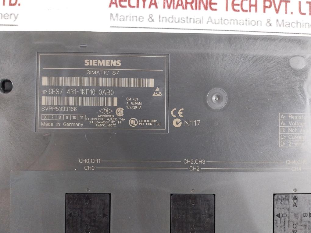 Siemens 6es7431-1kf10-0ab0 Simatic S7 Analog Input 8 Ch Svpp5333166