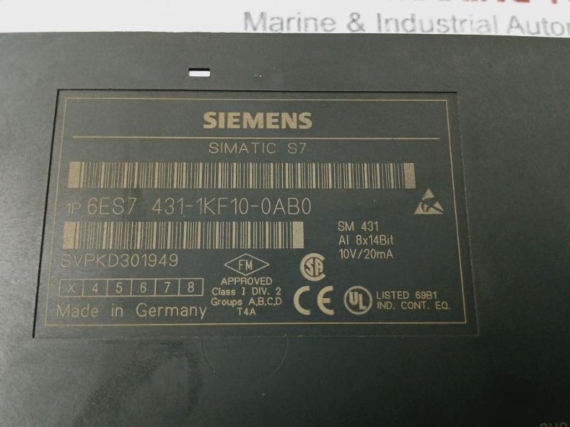 Siemens 6es7 431-1kf10-0ab0 Simatic S7 Input Module Ai 8x14bit