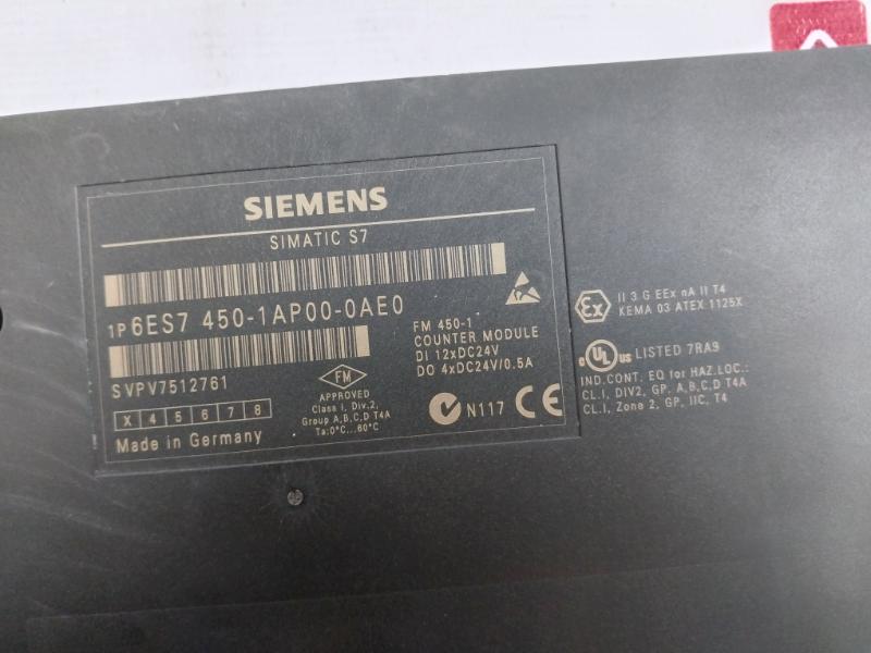 Siemens Simatic S7 6Es7 450-1Ap00-0Ae0 Counter Module Fm 450-1 12xdc24v