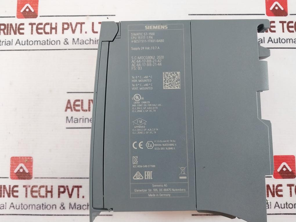 Siemens 6es7 511-1tk01-0ab0 Simatic S7-1500 Cpu Controller 24vdc