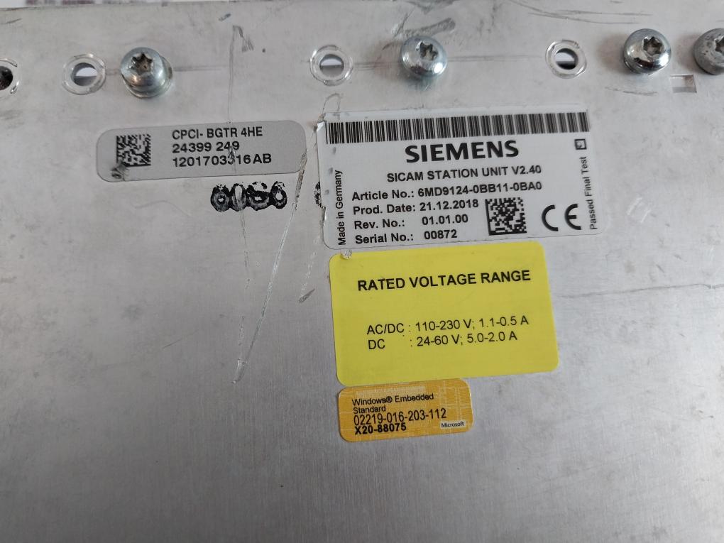 Siemens 6Md9124-0Bb11-0Ba0 Sicam Station Unit V2.40 Compactpci