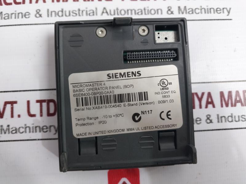 Siemens 6se440-2ud35-5fa1 Micromaster 440 Basic Operator Panel (Bop) 6se6400-0bp00-0aa0