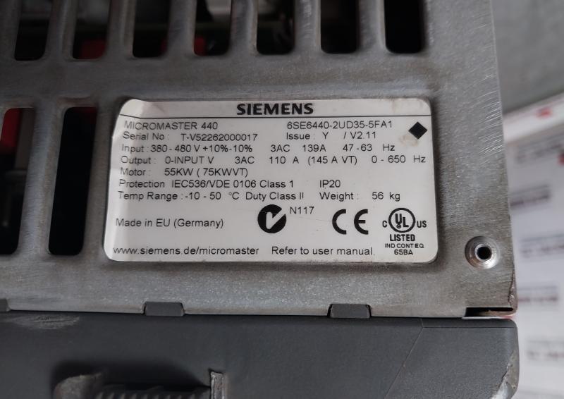 Siemens 6se440-2ud35-5fa1 Micromaster 440 Basic Operator Panel (Bop) 6se6400-0bp00-0aa0