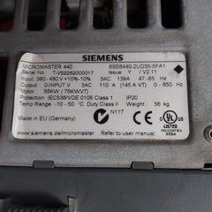 Siemens 6Se440-2Ud35-5Fa1 Micromaster 440 Ac Drive 6Se64000Bp000Aa0 Ip20