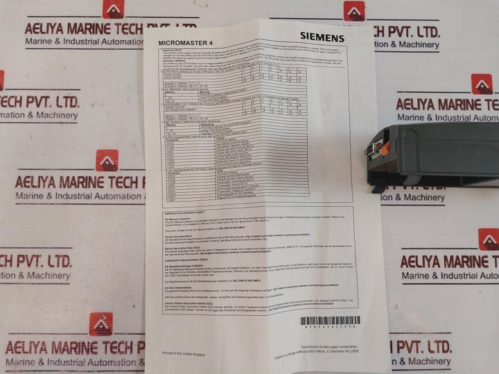 Siemens Ag 6se6400-1pb00-0aa0 Micromaster 4 Profibus Module Ip20