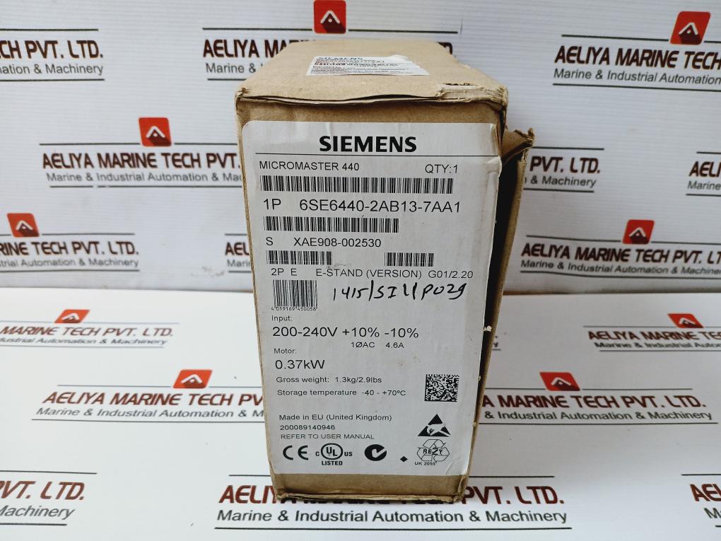 Siemens 6se6440-2ab13-7aa1 Inverter Micromaster 440