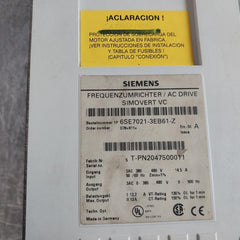 Siemens 6Se7021-3Eb61-z Drive Simovert Vc Converter 94V-0