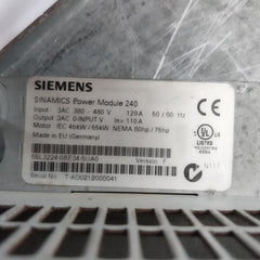 Siemens 6sl3224-0be34-5ua0 Power Module 240 W/ Control Unit 6sl3244-0ba20-1pa0