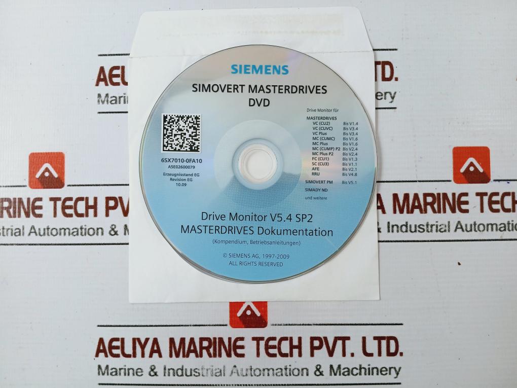 Siemens 6Sy7000-0Ad27 Simovert Masterdrive Drive Monitor V5.4 Sp2