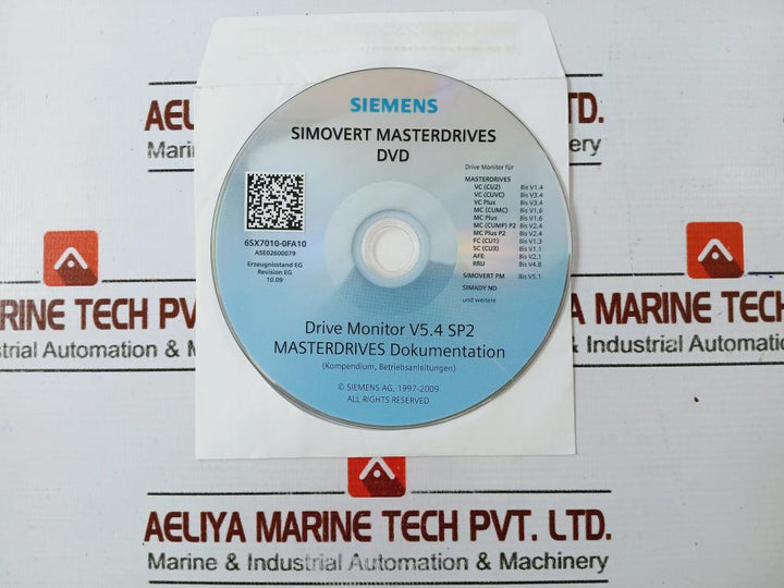 Siemens 6Sy7000-0Ad27 Simovert Masterdrive Drive Monitor V5.4 Sp2