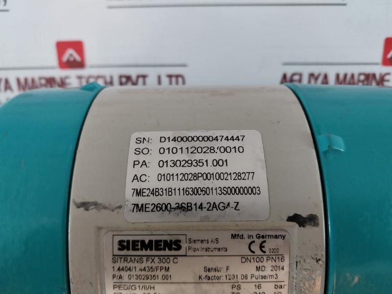 Siemens 7Me2600-3Sb14-2Ag4-z Magnetic Flowmeter With Dn100 Pn16 Flange 4Lp 014040938-088