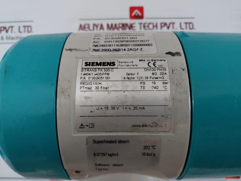 Siemens 7Me2600-3Sb14-2Ag4-z Magnetic Flowmeter With Dn100 Pn16 Flange 4Lp 014040938-088