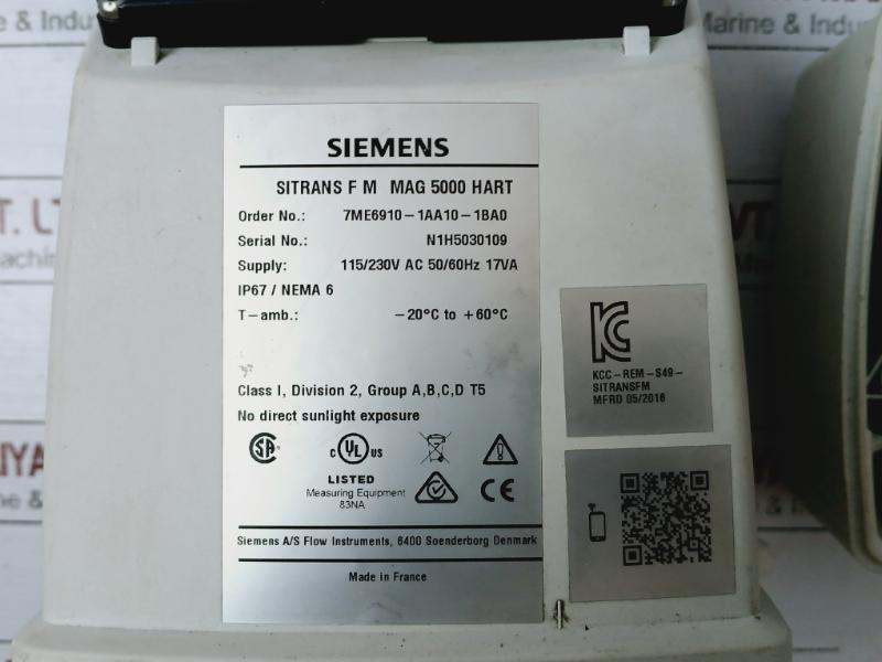 Siemens 7Me6910-1Aa10-1Ba0 Sitrans Fm Mag 5000 Hart Transmitter Ip67/Nema 6