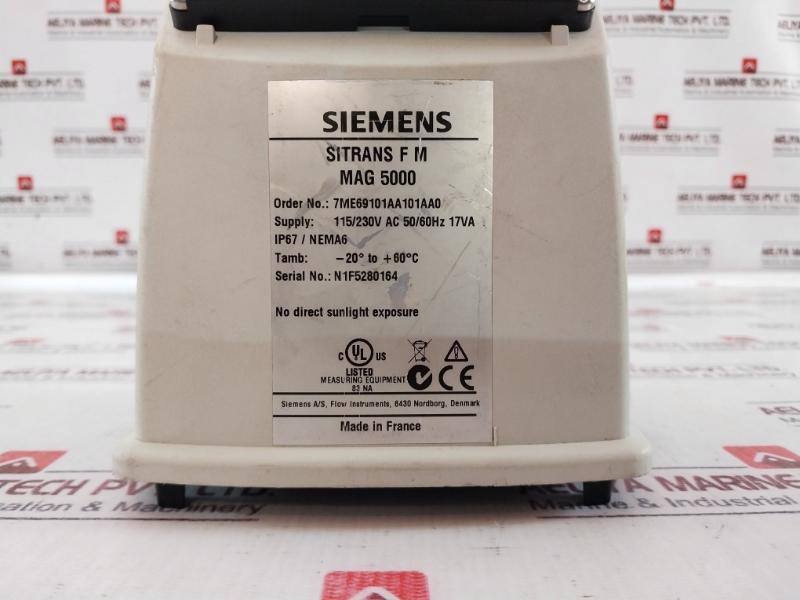 Siemens 7Me69101Aa101Aa0 Flowmeter Transmitter 115/230Vac 50/60Hz 17Va Ip67