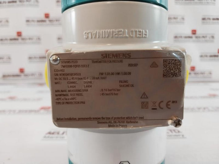Siemens 7Mf0300-1Qf01-5Sf2-z Pressure Transmitter A5E35435362 4-20Ma Hart 10.5-45V