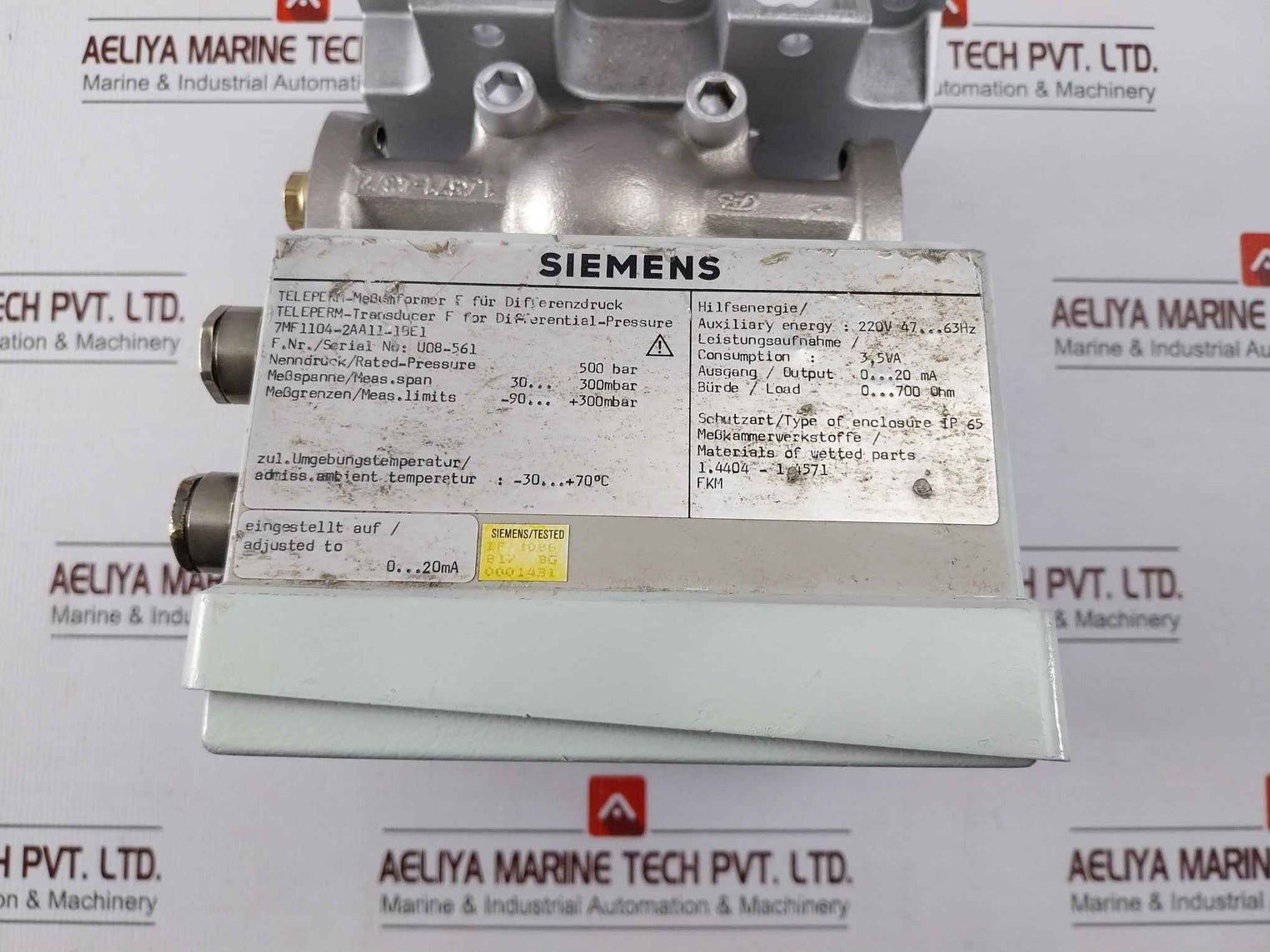 Siemens 7Mf1104-2Aa11-1Be1 Teleperm Transducer For Differential-pressure 220V-63