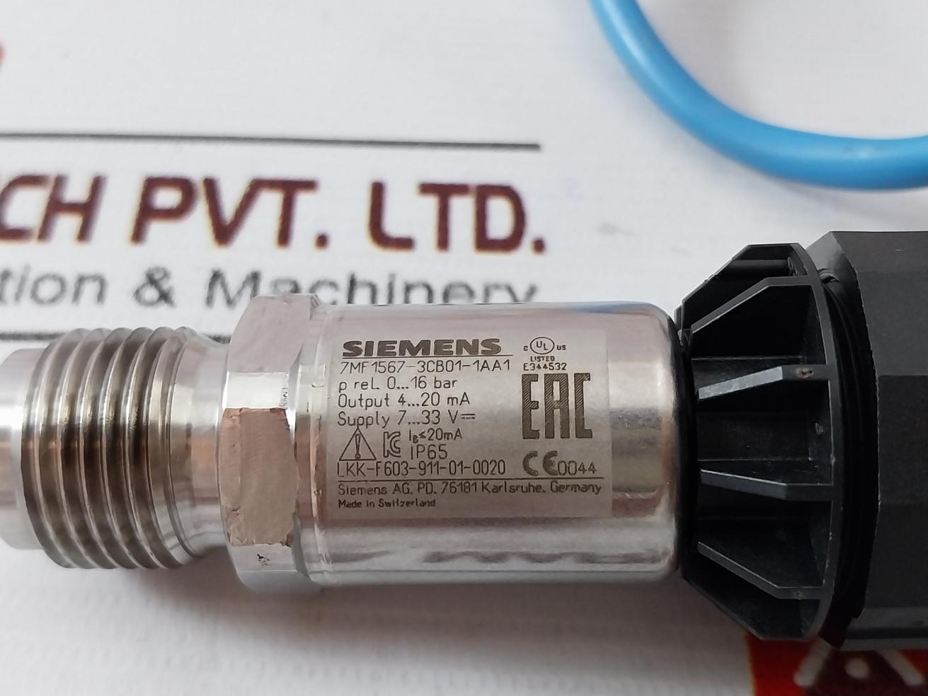 Siemens 7Mf1567-3Cb01-1Aa1 Pressure Transmitter 0-16 Bar 4-20 Ma Ip65 A3X2G5 F1