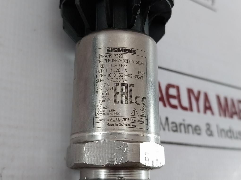 Siemens Sitrans P220 7Mf1567-3Ce00-5Ga1 Hirschmann Pressure Transmitter 4-20Ma