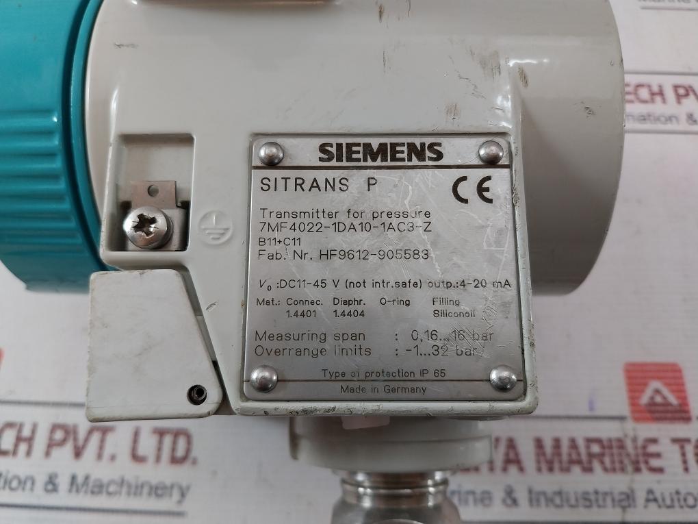 Siemens 7Mf4022-1Da10-1Ac3-z Transmitter For Pressure Hf9612-905583
