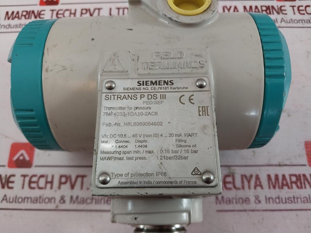 Siemens 7Mf4033-1Da10-2Ac6 Pressure Transmitter N8L6089054802 A5E31200105