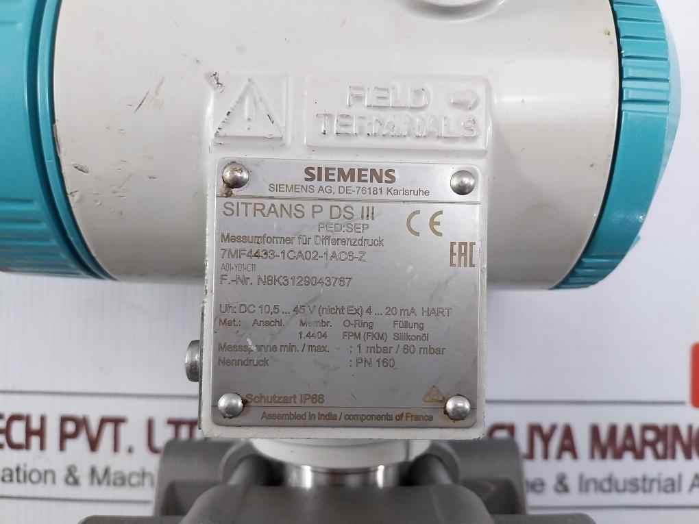 Siemens 7Mf4433-1Ca02-1Ac6-z Differential Pressure Transmitter Pn 160