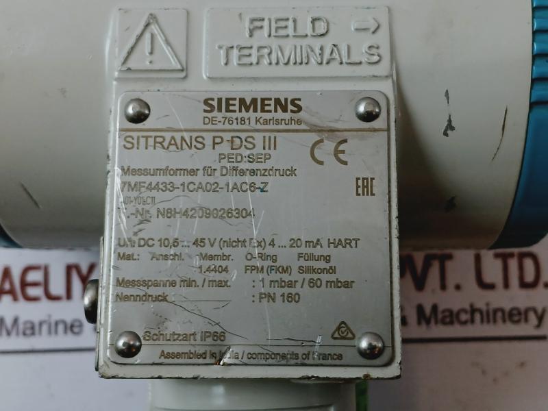 Siemens 7Mf4433-1Ca02-1Ac6-z Pressure Transmitter A5E31200105