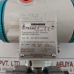 Siemens 7Mf4433-1Ca02-2Nc1 Differential Pressure Transmitter 4-20Ma 30V 100Ma 0.