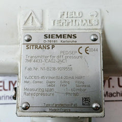Siemens 7Mf4433-1Ca02-2Nc1 Sitrans P Differential Pressure Transmitter