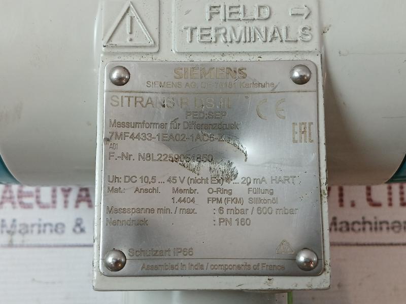 Siemens 7Mf4433-1Ea02-1Ac6-z Transmitter For Differential Pressure And Flow A5E3