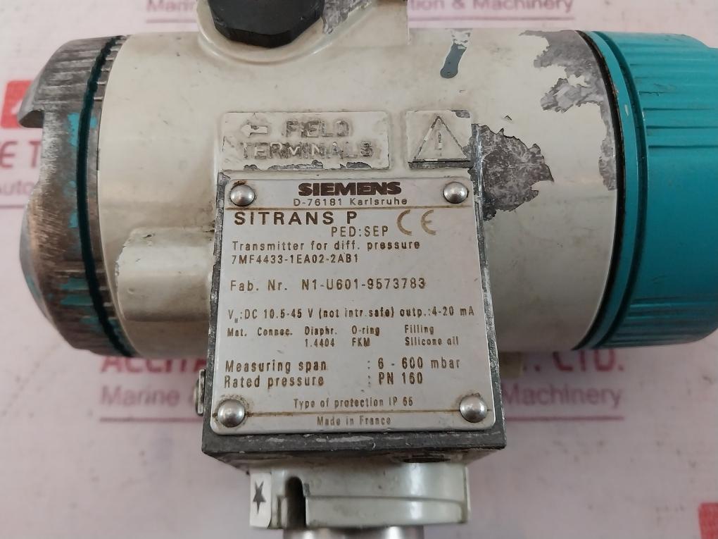 Siemens 7Mf4433-1Ea02-2Ab1 Transmitter For Differential Pressure And Flow