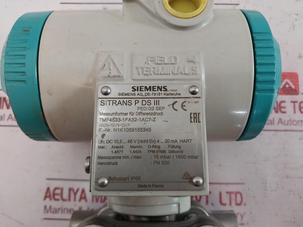 Siemens 7Mf4533-1Fa32-1Ac7-z Differential Pressure Transmitter N1K1059155345