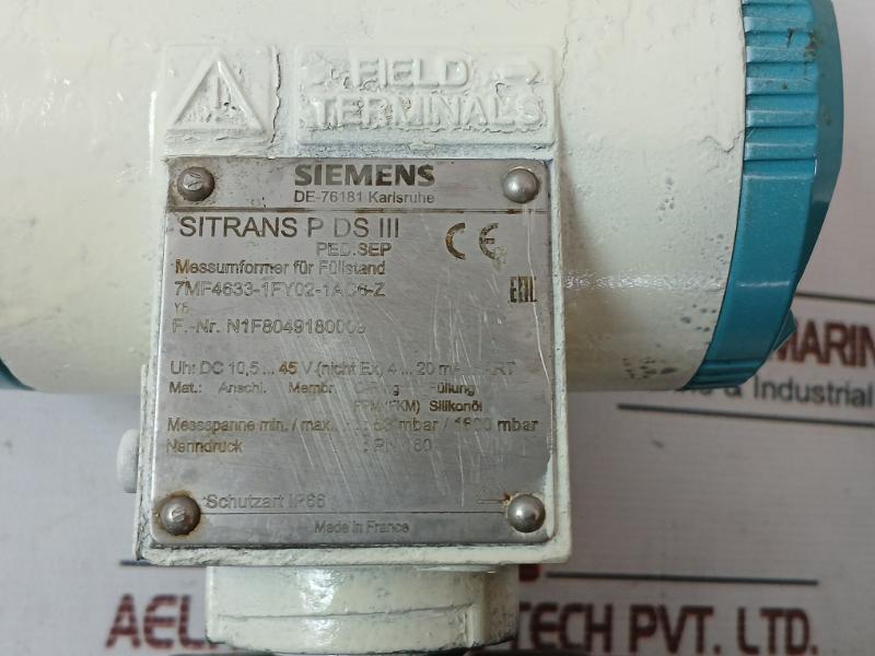 Siemens 7Mf4633-1Fy02-1Ac6-z Sitrans P Ds Iii Level Transducer N1F8049180009