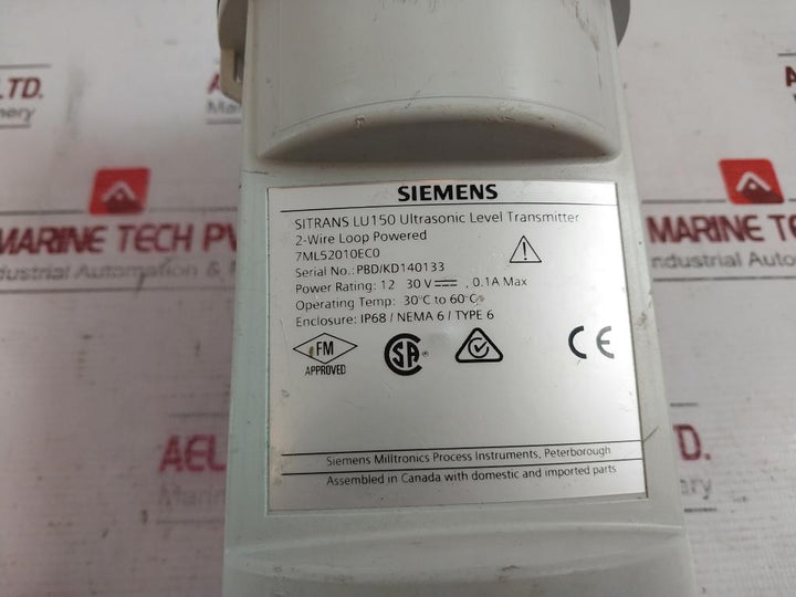 Siemens Sitrans Lu150 7Ml52010Ec0 Ultrasonic Level Transmitter 2-wire Loop