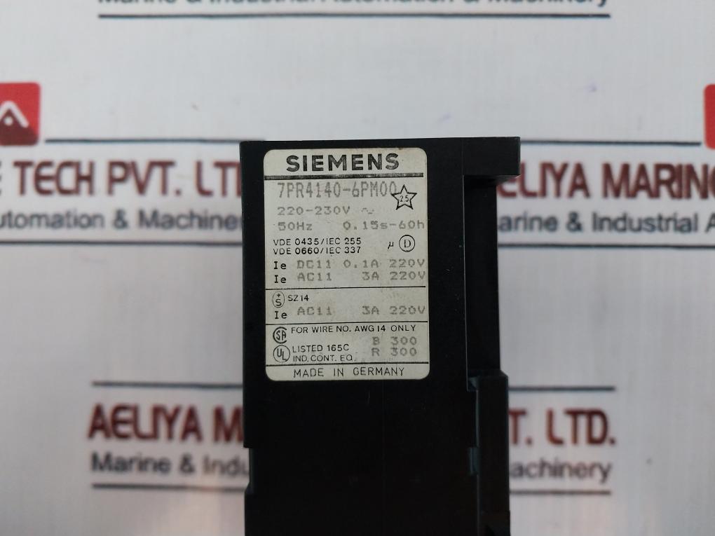 Siemens 7Pr4140-6Pm00 Time Delay Relay 220-230V 50Hz 0.15S-60H