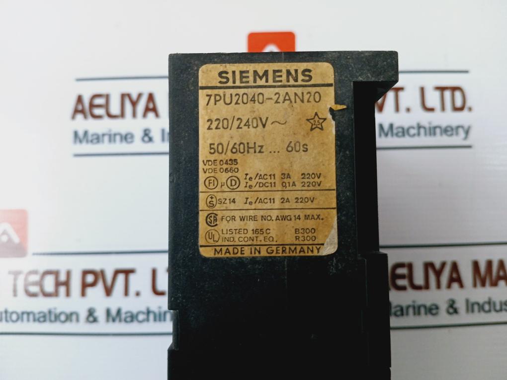 Siemens 7Pu2040-2An20 Time Delay Relay 6-60S 220/240V~ 50/60Hz