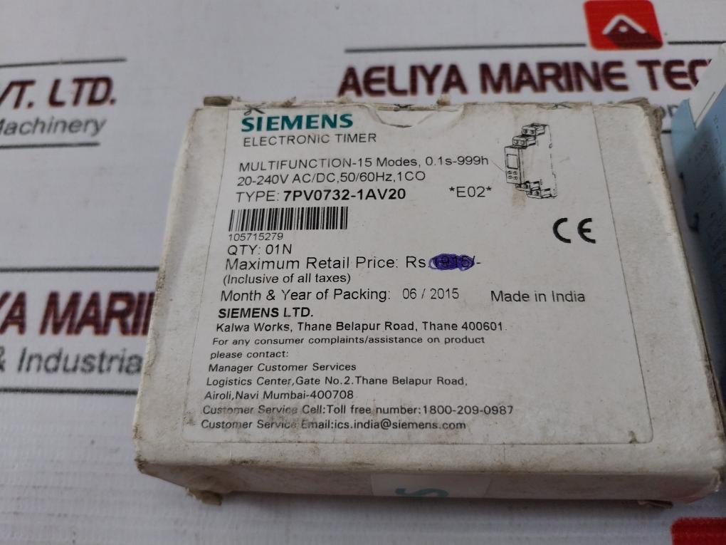 Siemens 7Pv0732-1Av20 Electronic Time Relay 20 To 240V Ac/Dc