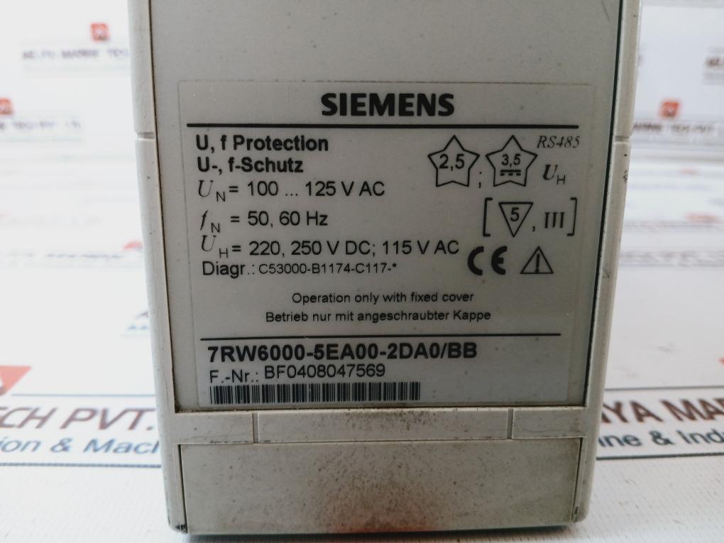 Siemens 7Rw6000-5Ea00-2Da0/Bb Voltage, Frequency &amp; Overexcitation Relay
