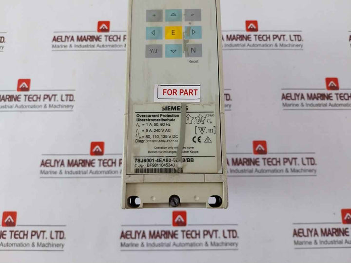 Siemens 7Sj6001-4Ea00-0Da0/Bb Overcurrent-time Protection Relay (Not Working)