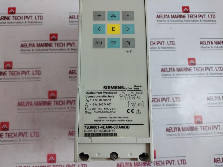 Siemens 7Sj6001-4Ea00-0Da0/Bb Overcurrent Protection Relay 1A 50/60Hz Rs485