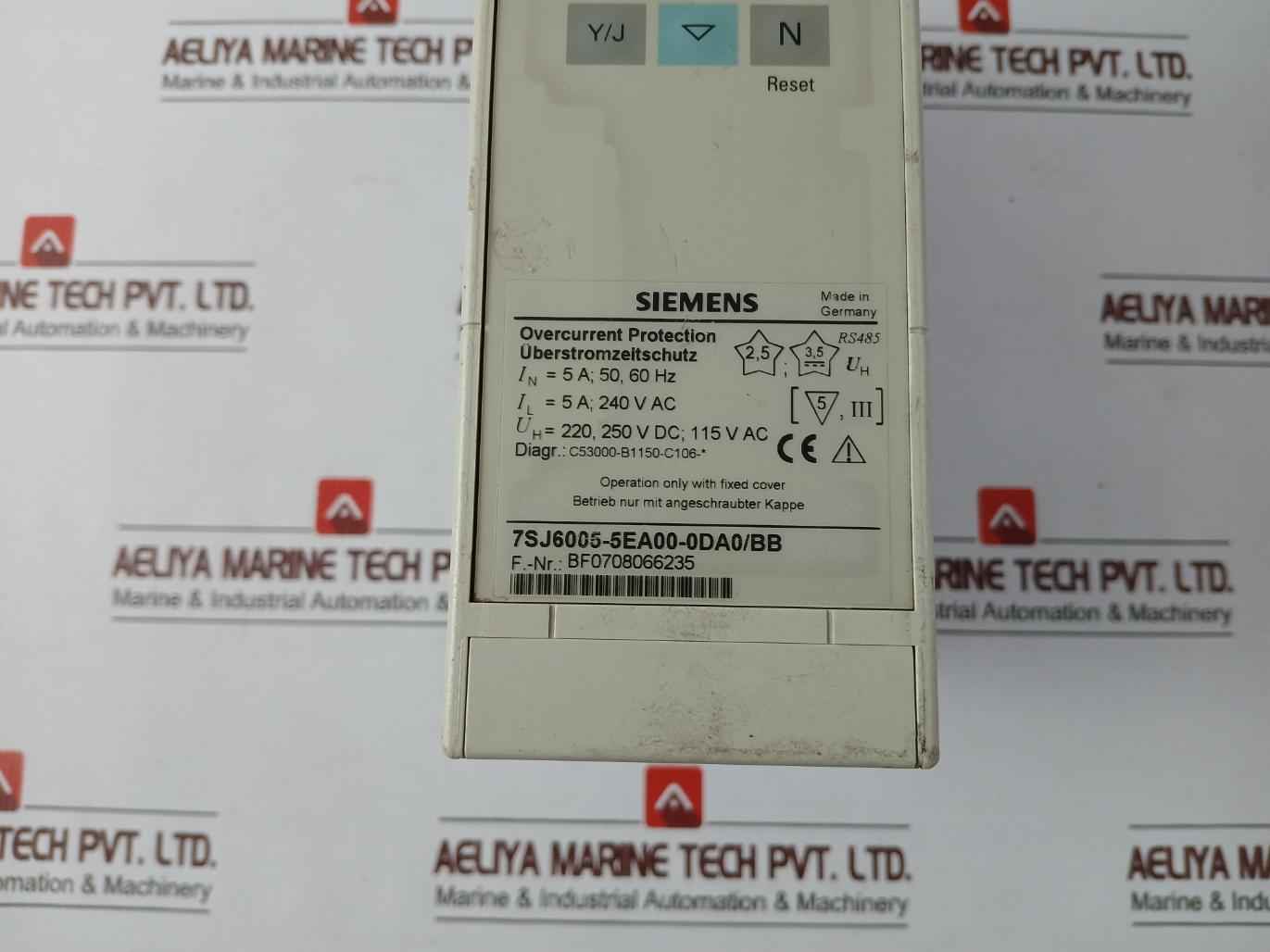 Siemens 7Sj6005-5Ea00-0Da0/Bb Overcurrent Protection Relay 5A 50-60Hz Rs485