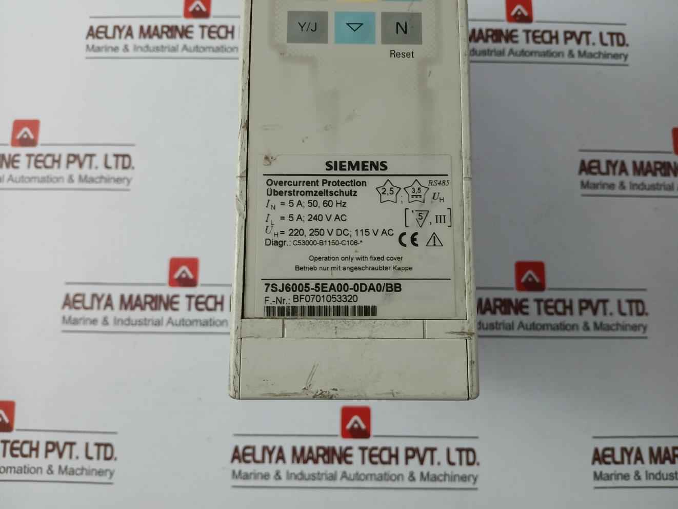 Siemens 7Sj6005-5Ea00-0Da0/Bb Overcurrent Protection Relay Rs485 5A 240Vac