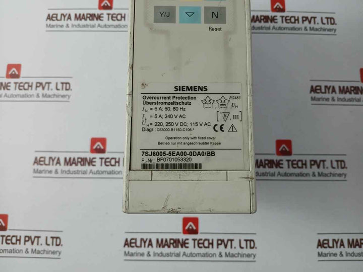 Siemens 7Sj6005-5Ea00-0Da0/Bb Overcurrent Protection Relay Rs485 5A 240Vac