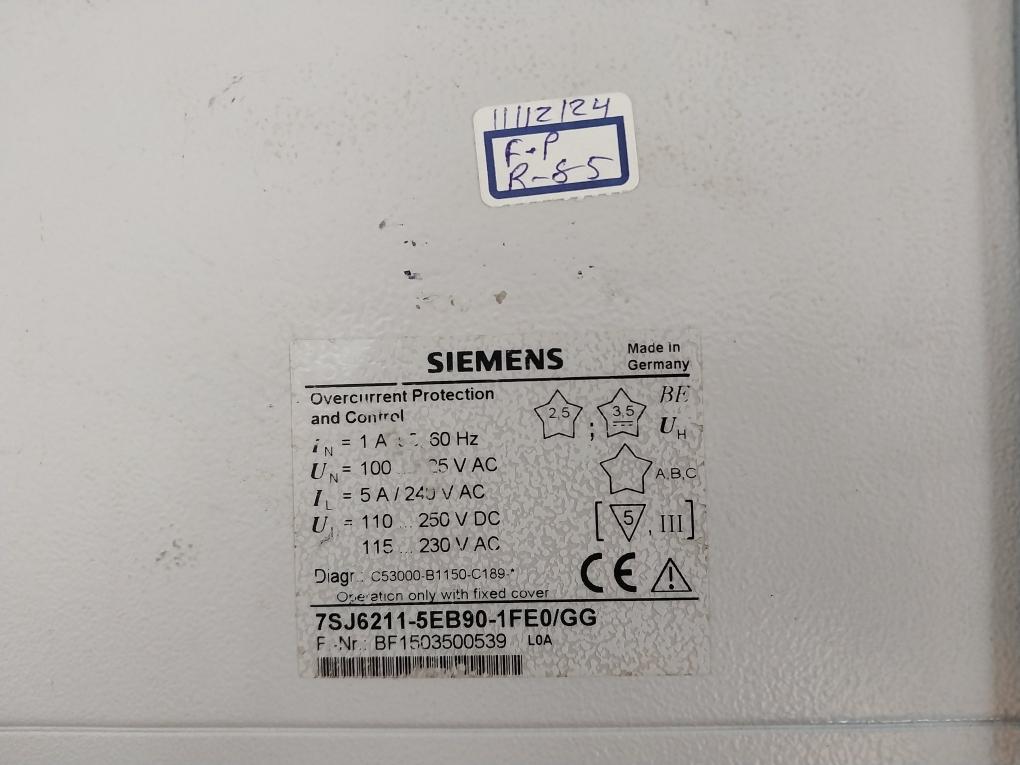 Siemens 7Sj6211-5Eb90-1Fe0/Gg Overcurrent Time Protection Control