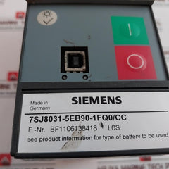 Siemens 7Sj8031-5Eb90-1Fq0/Cc Overcurrent Protection Relay 5A/240V Ac