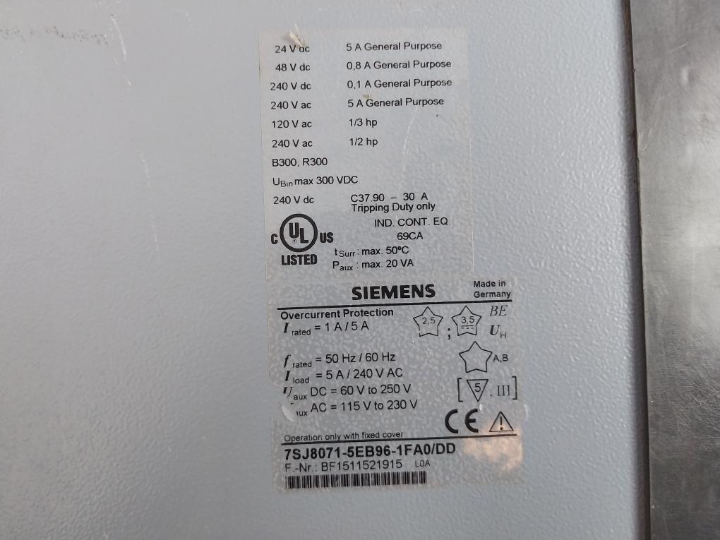 Siemens 7Sj8071-5Eb96-1Fa0/Dd Variable Speed Inverter Drive